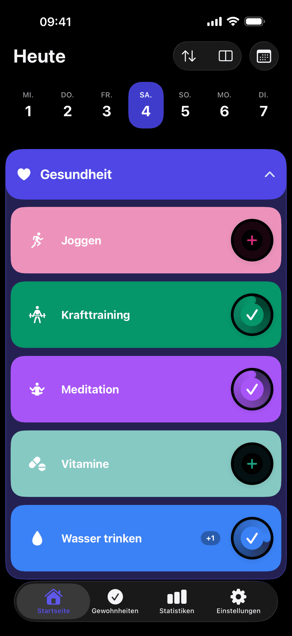 Hybbit - Heute-Ansicht mit Routinen und Streaks