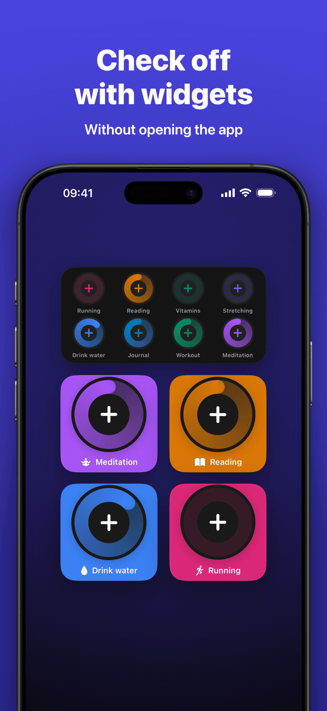 Check off from your widget, without opening the app