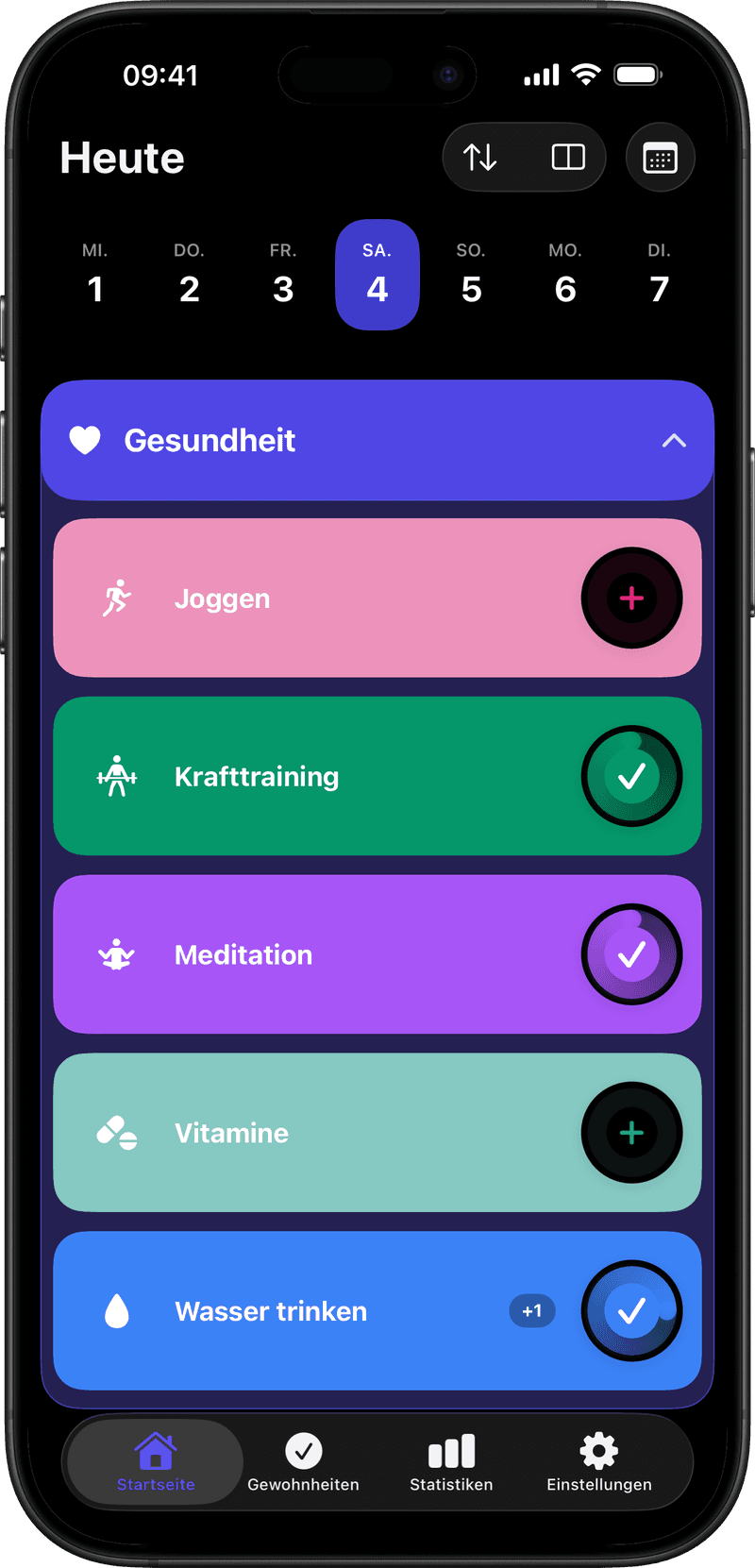 Hybbit - Heute-Ansicht mit Routinen und Streaks