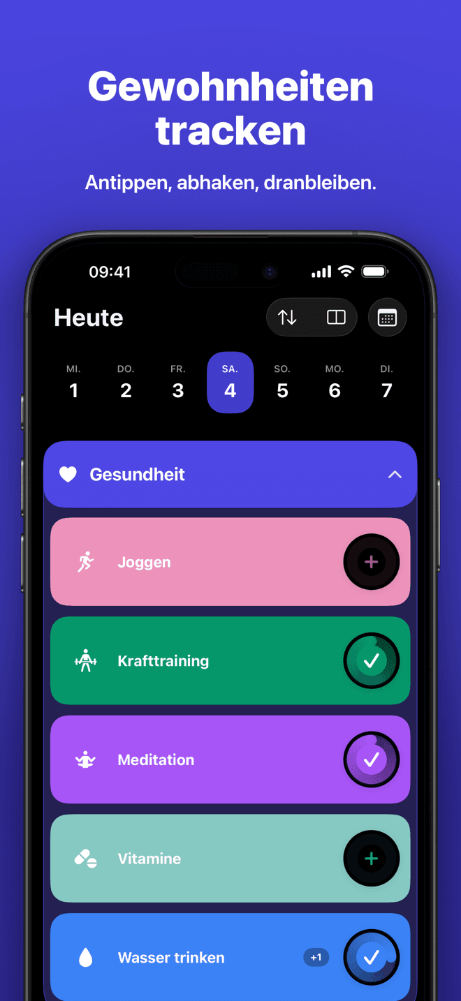 Gewohnheiten tracken - antippen, abhaken, dranbleiben
