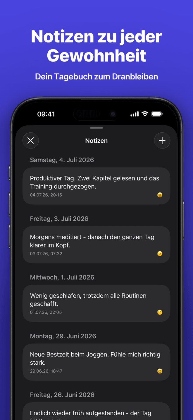 Notizen zu jeder Gewohnheit - dein Habit-Journal
